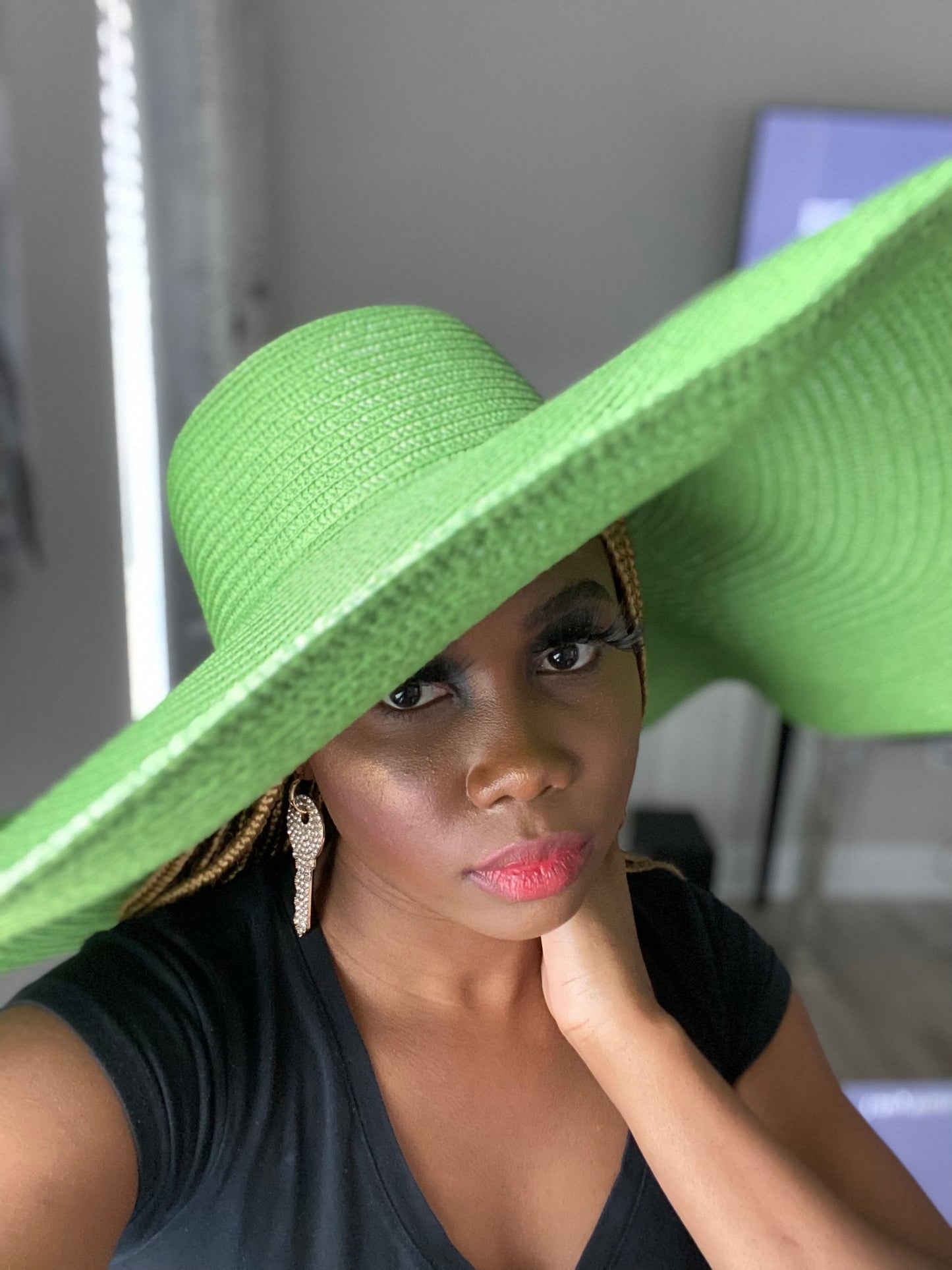 Big Straw Floppy Sun Hat Green