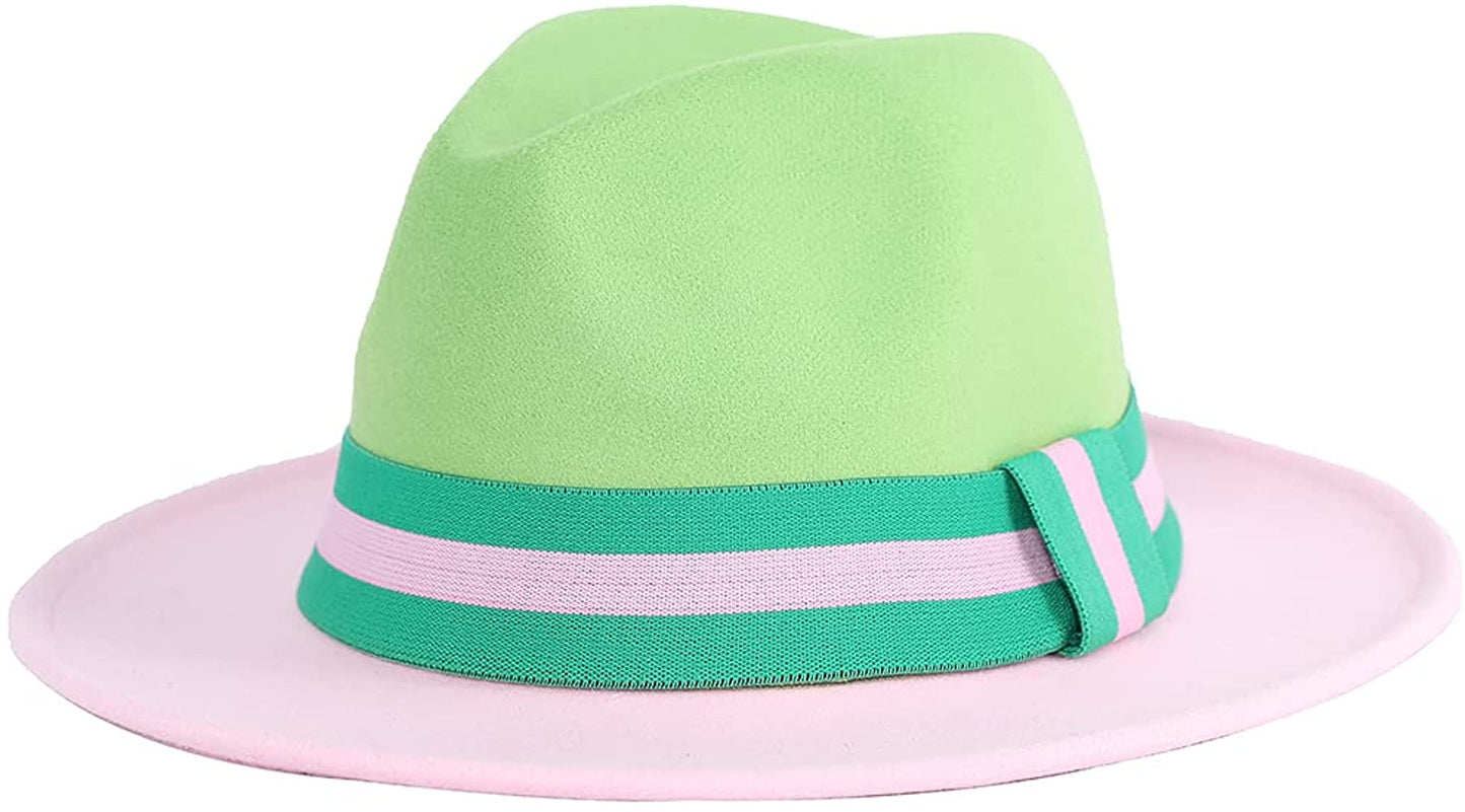 Pink And Green Band Fedora