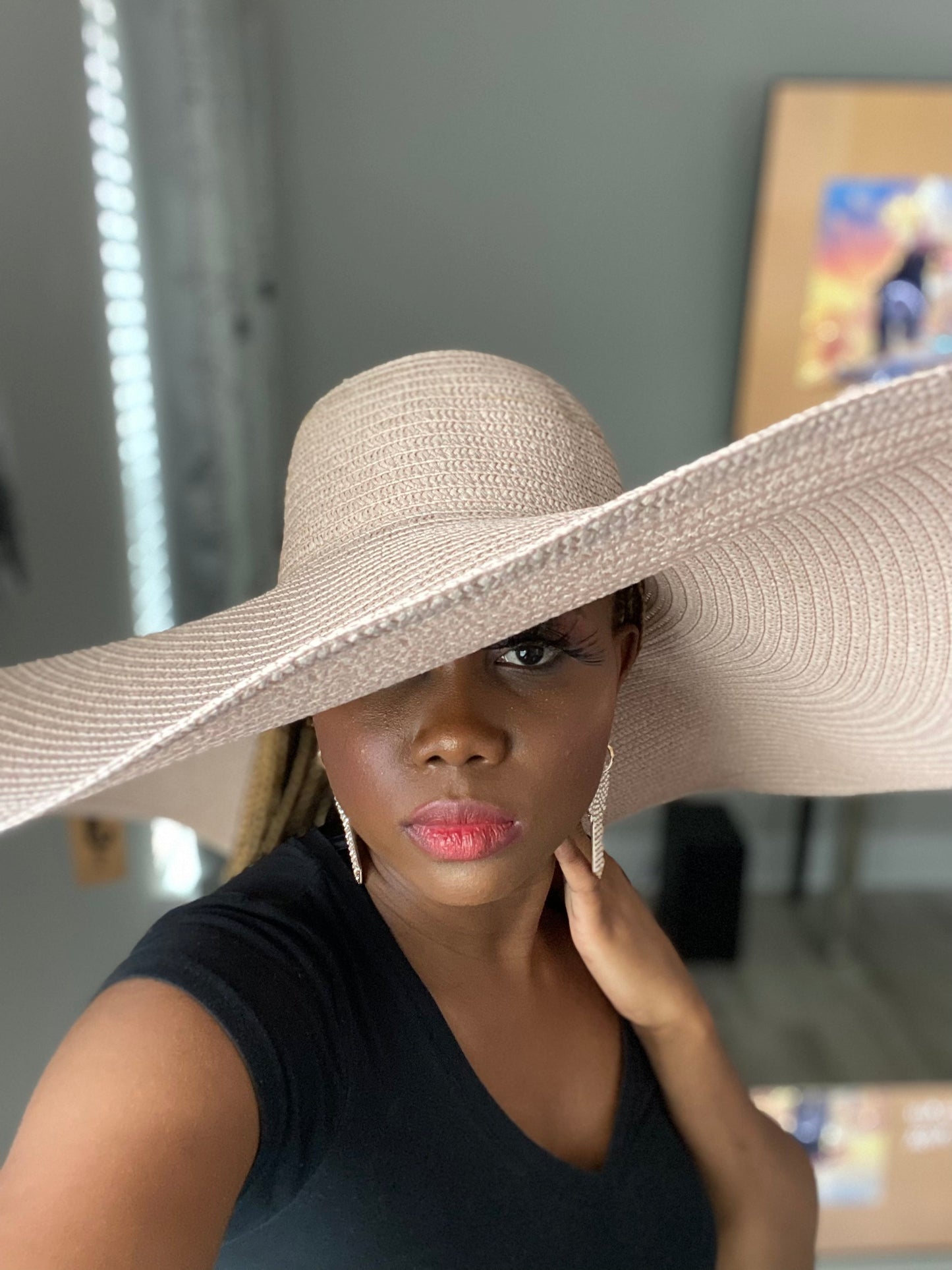 Big Straw Floppy Sun Hat Blush