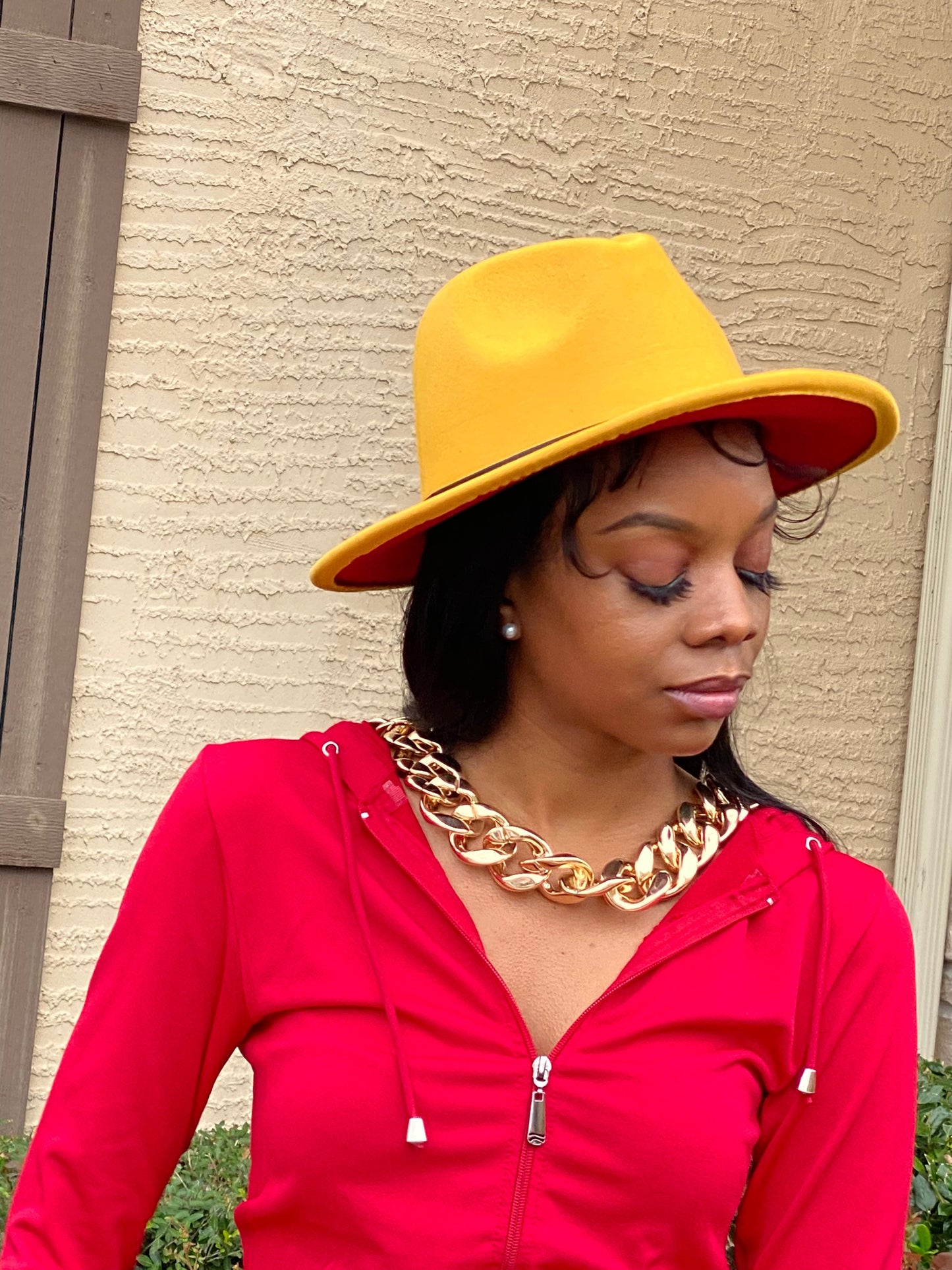 Mustard With Red Fedora