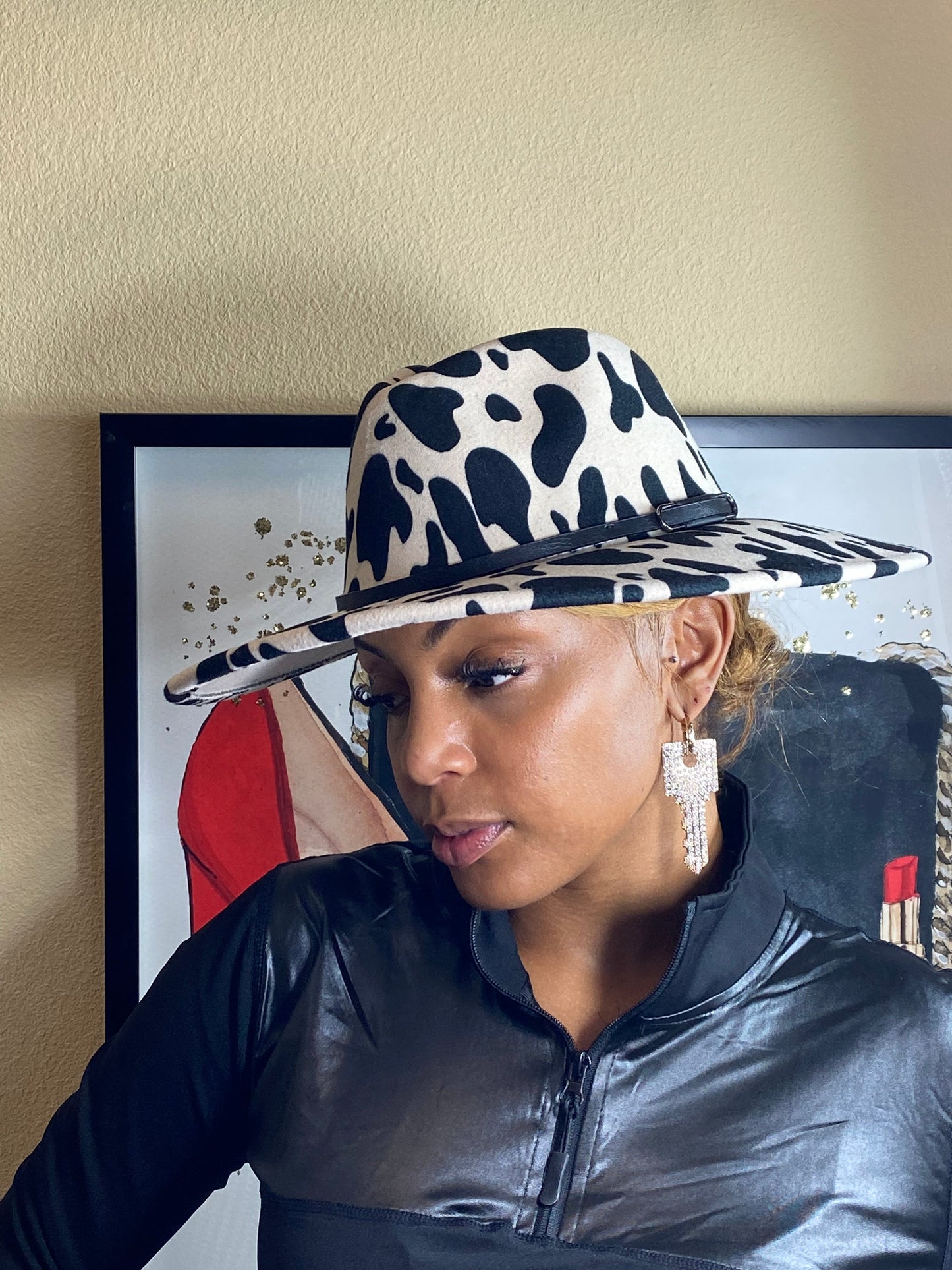 Cow Print Fedora Ivory