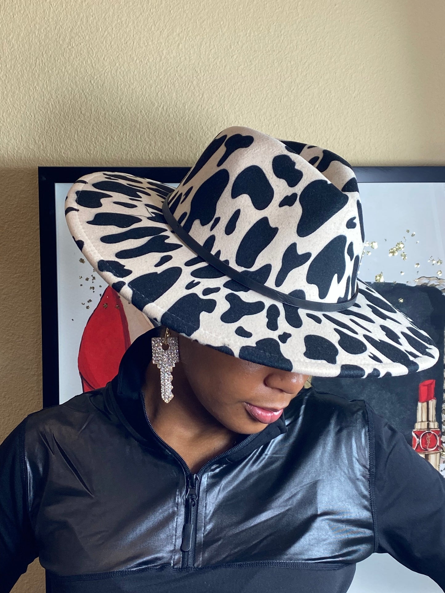 Cow Print Fedora Ivory