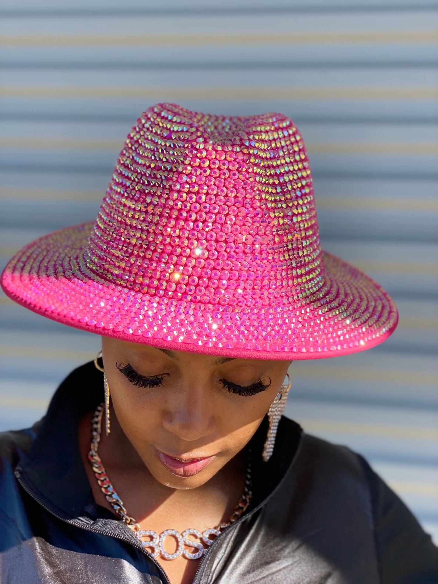 Luxury Bling Fedora Fuchsia
