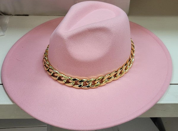 Pink Red Chain Fedora