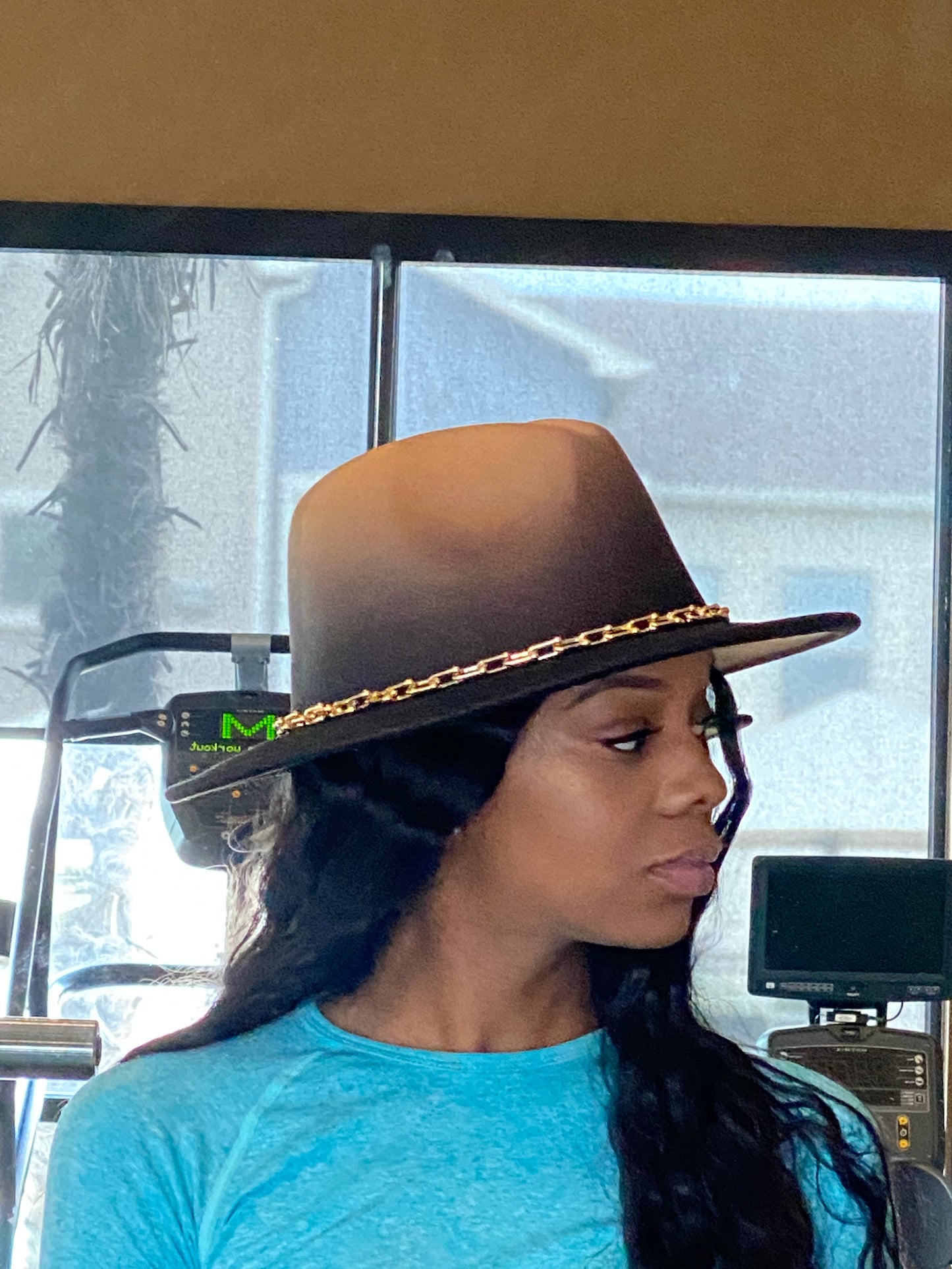 Ombre Chain Fedora Camel