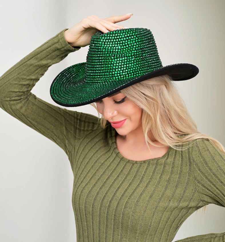 Cowgirl Western Bling Hat Green