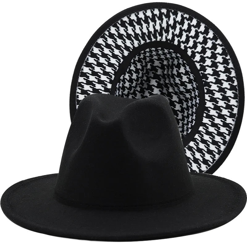 Black Houndstooth Fedora