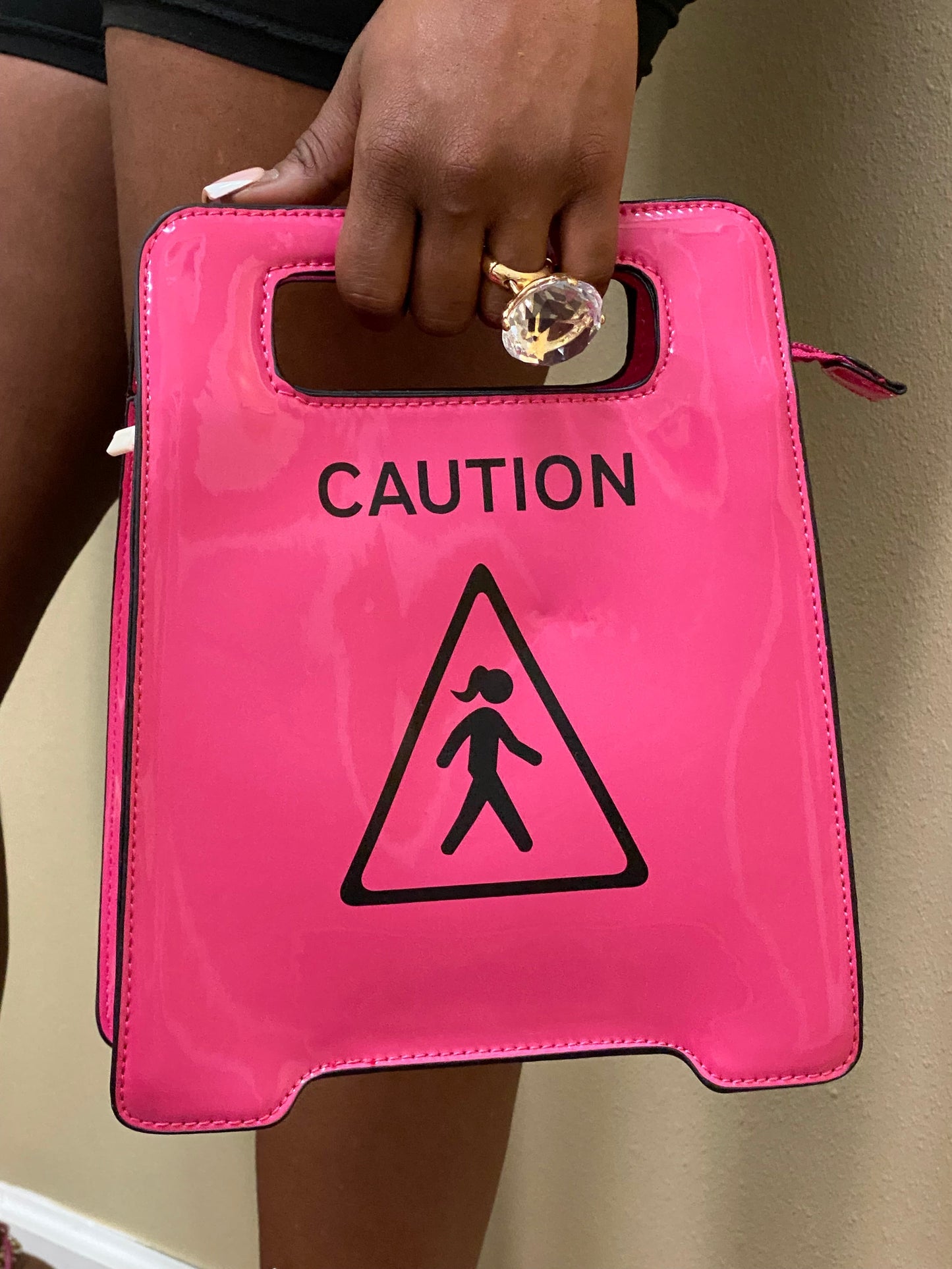 Caution Handbag Fuchsia