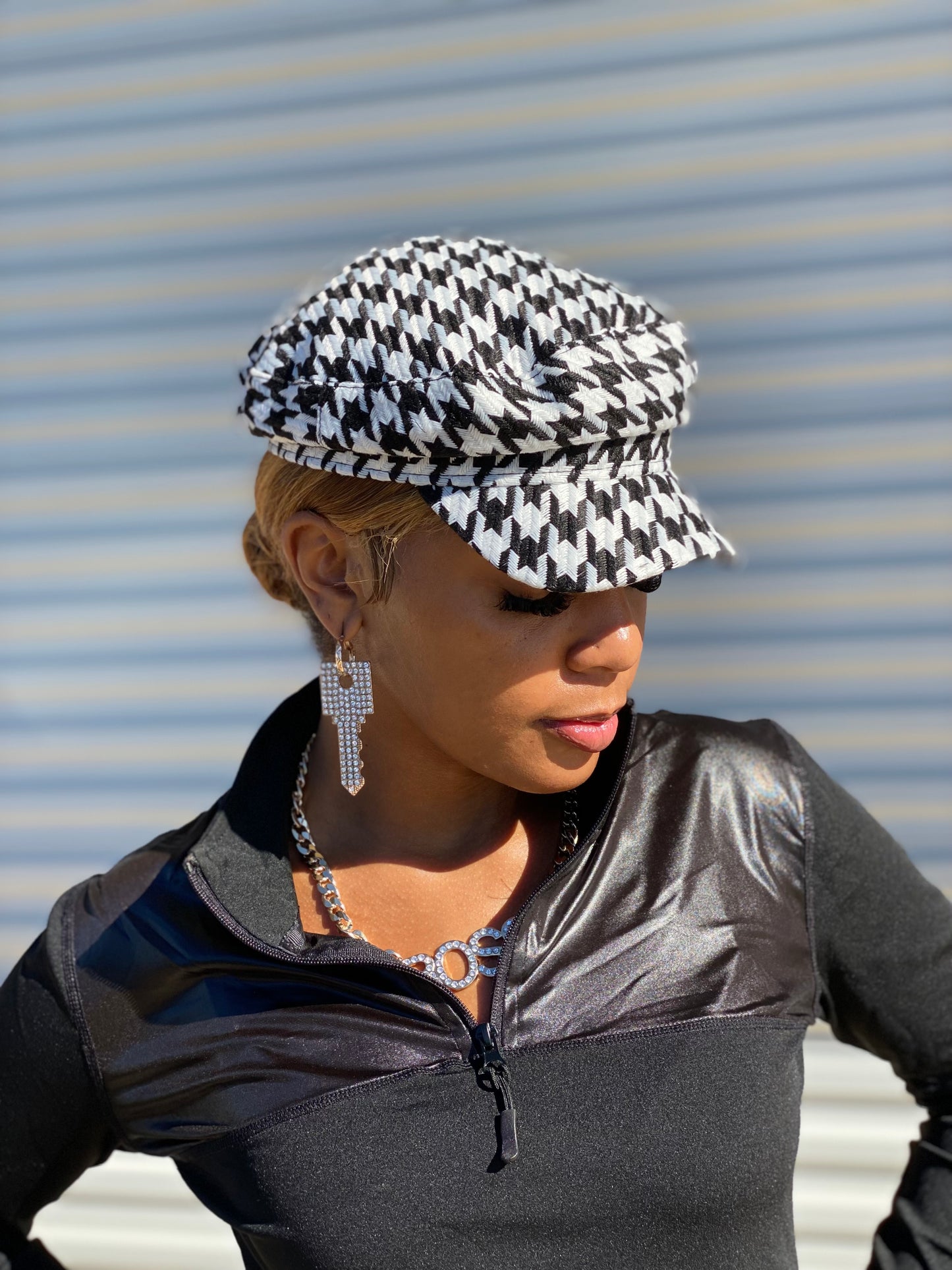 Houndstooth Newsboy Hat