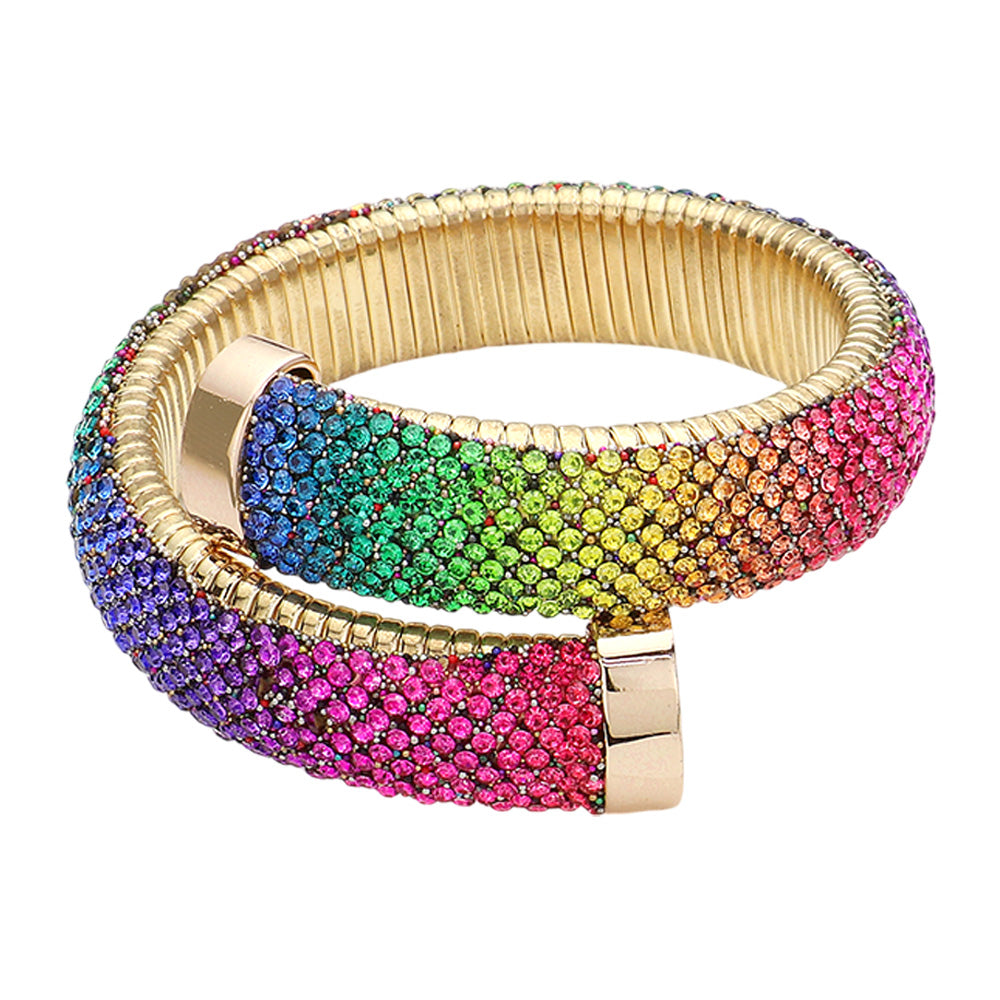 Rhinestone Paved Adjustable Bangle Bracelet