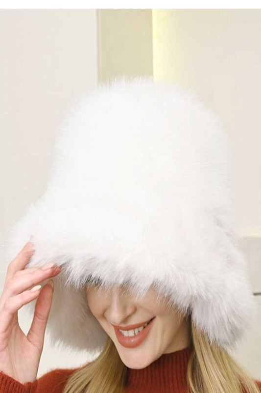 My Fav Fuzzy Bucket Hat White