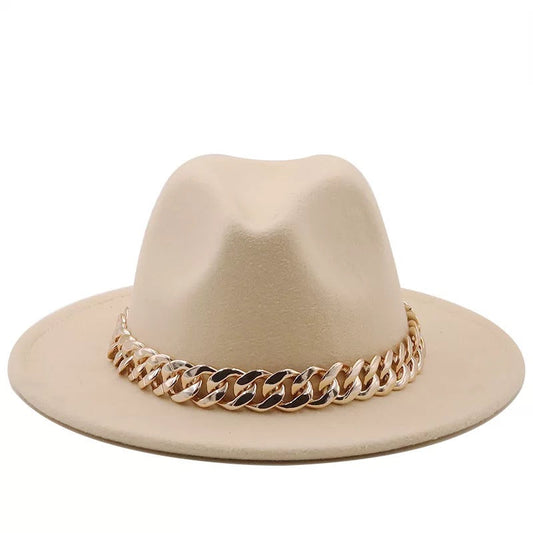 Fedora With Large Chain Beige (Preorder)