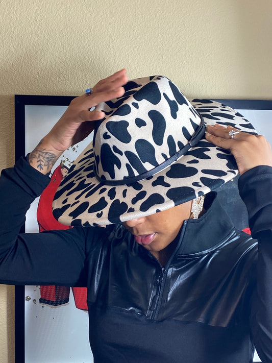 Cow Print Fedora Ivory