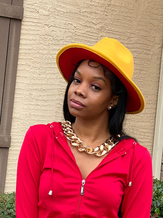 Mustard With Red Fedora