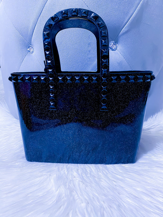 Mini Bloom Jelly Tote Black Glitter