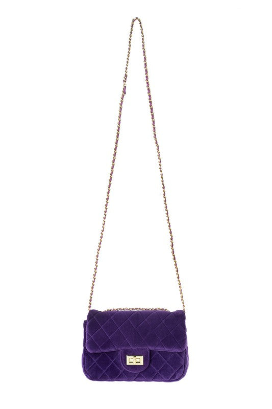 Quilted Velvet Crossbody Purple