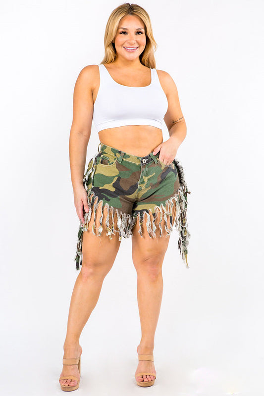 Fringe Camouflage Shorts