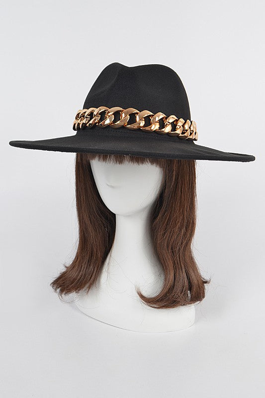 Chain Fedora Black