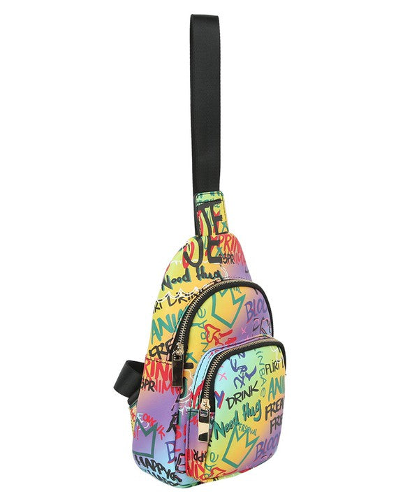 Graffiti Sling Crossbody Backpack 2