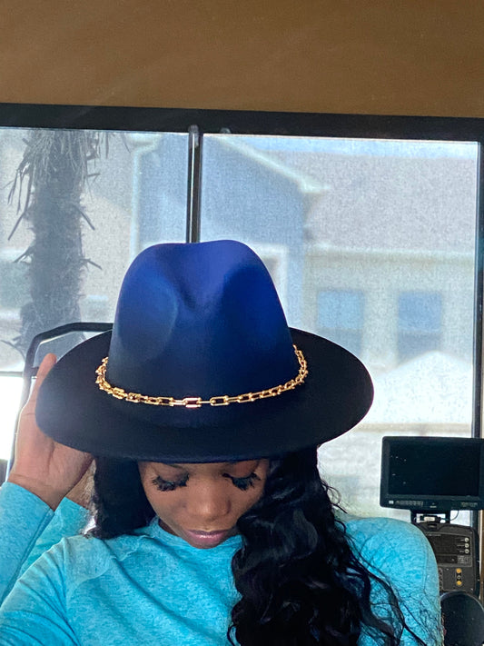 Ombre Chain Fedora Royal Blue