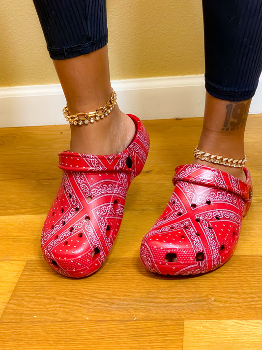 Fancy Clogs Red Bandana