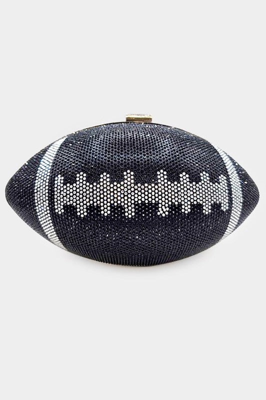 Rhinestone Football Clutch Bag Black