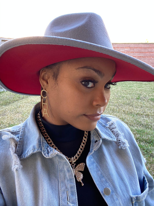 Gray Red Fedora W