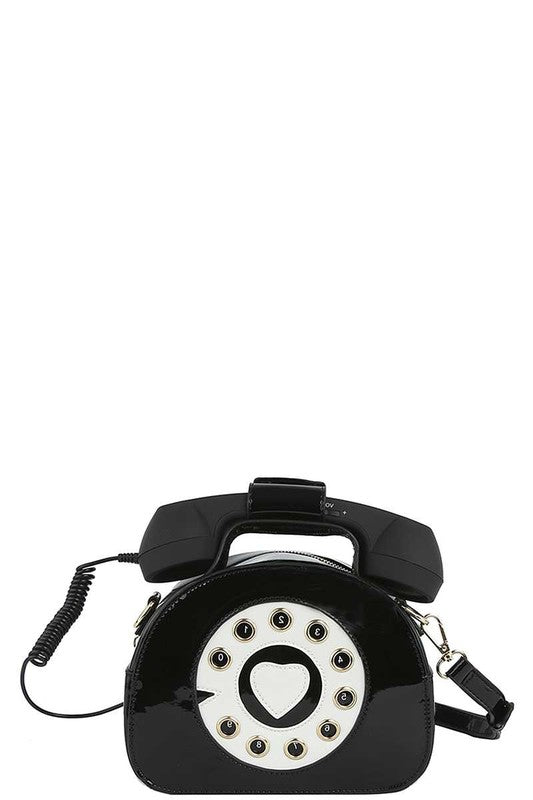 Glossy Telephone Crossbody Black
