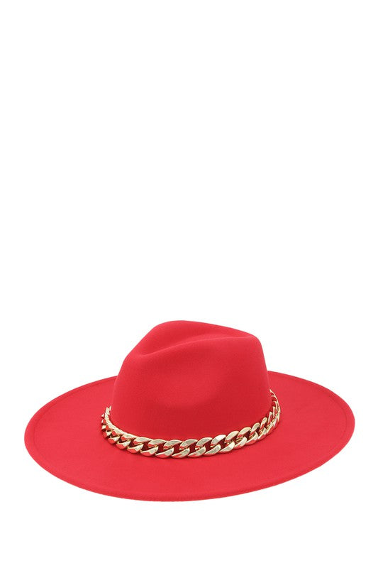 Red Black Chain Fedora