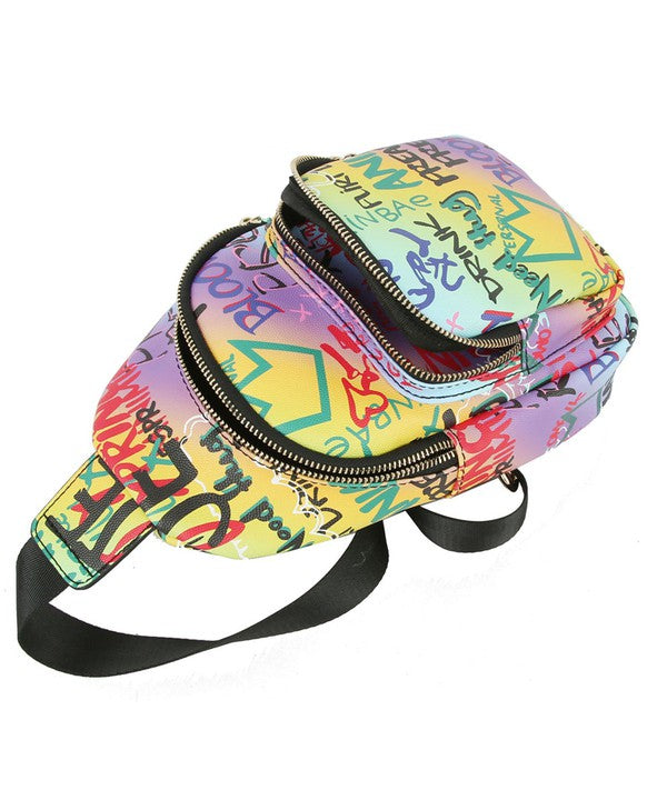 Graffiti Sling Crossbody Backpack 3