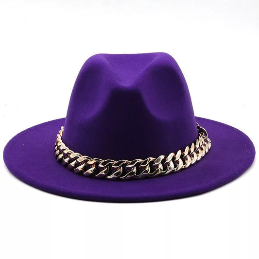 Fedora With Large Chain Purple