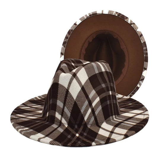 Brown Plaid Fedora