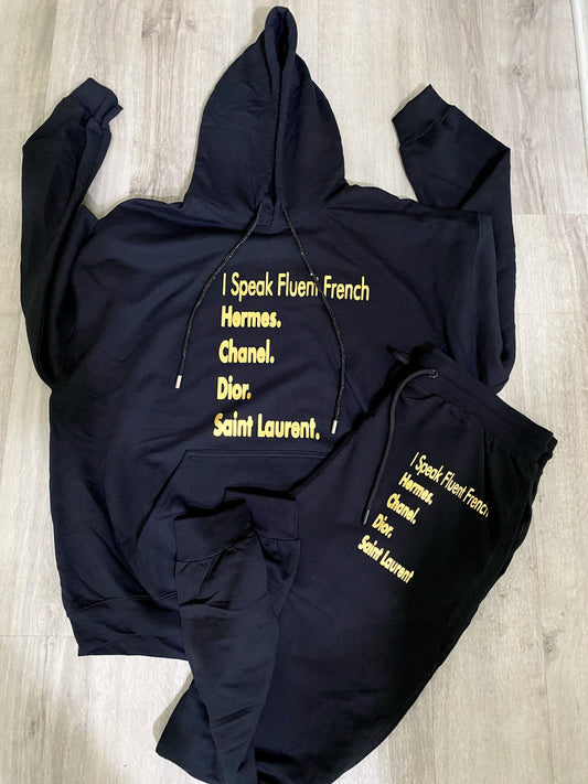 Fluent French Hoodie Set Black