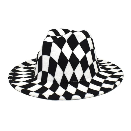 Checkered Fedora White