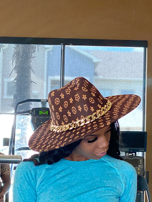 Luxury Chain Fedora Brown BG