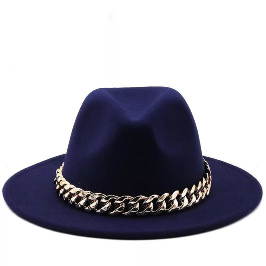 Fedora With Large Chain Navy (Preorder)