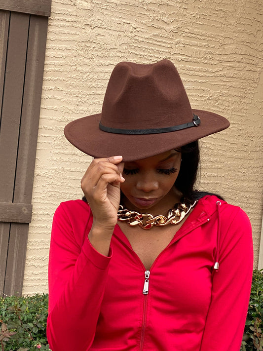 Brown Red Fedora