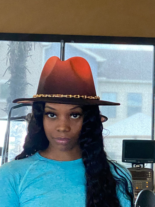 Ombre Chain Fedora Orange