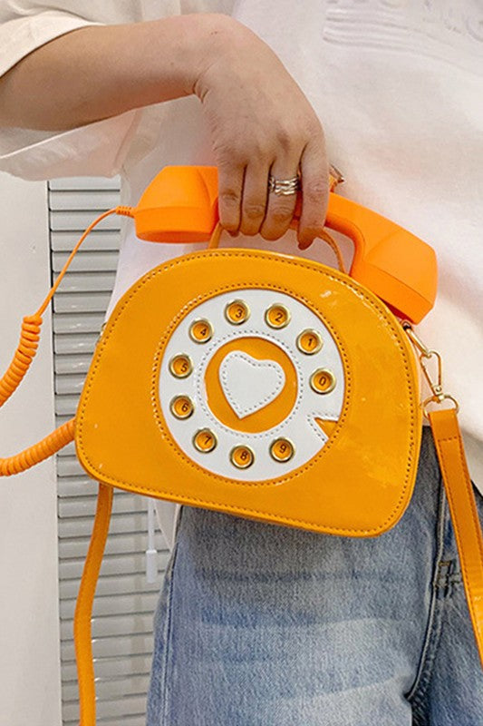 Glossy Telephone Crossbody Orange