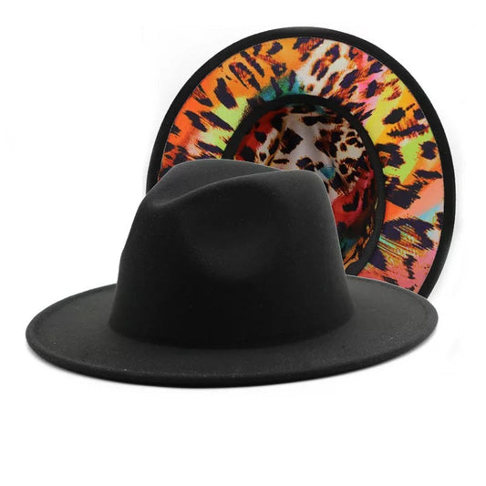 Black With Print Fedora