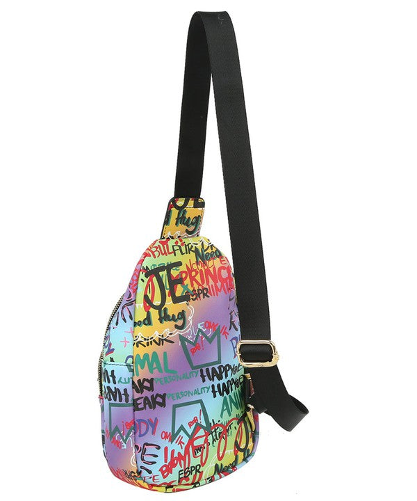 Graffiti Sling Crossbody Backpack 2