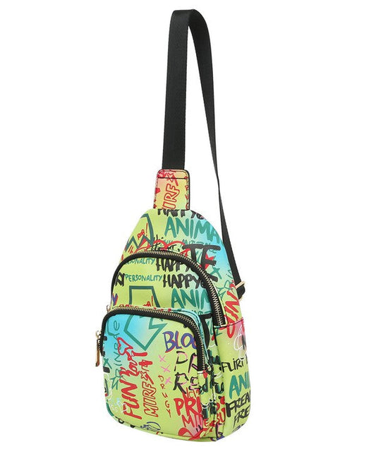 Graffiti Sling Crossbody Backpack 1