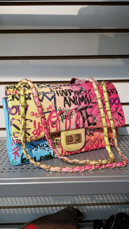 BIG CHEVRON GRAFFITI RAINBOW BAG