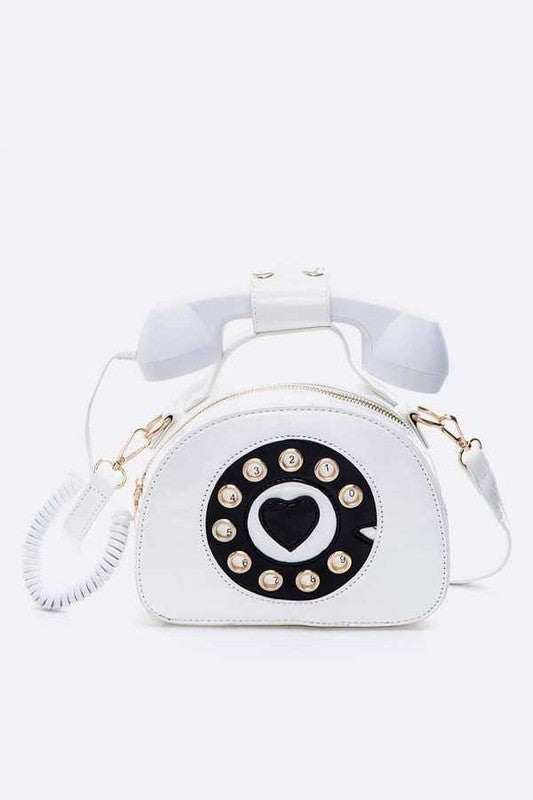 Glossy Telephone Crossbody White