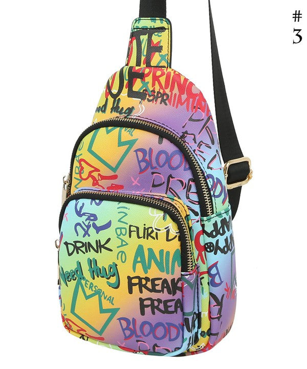 Graffiti Sling Crossbody Backpack 3