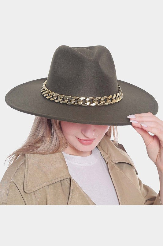 Olive Red Chain Fedora