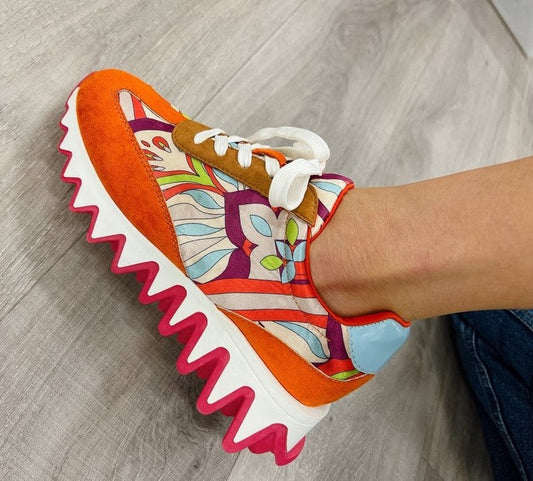 Alicia Orange Multi Sneakers