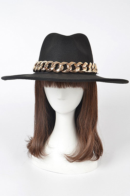 Chain Fedora Black