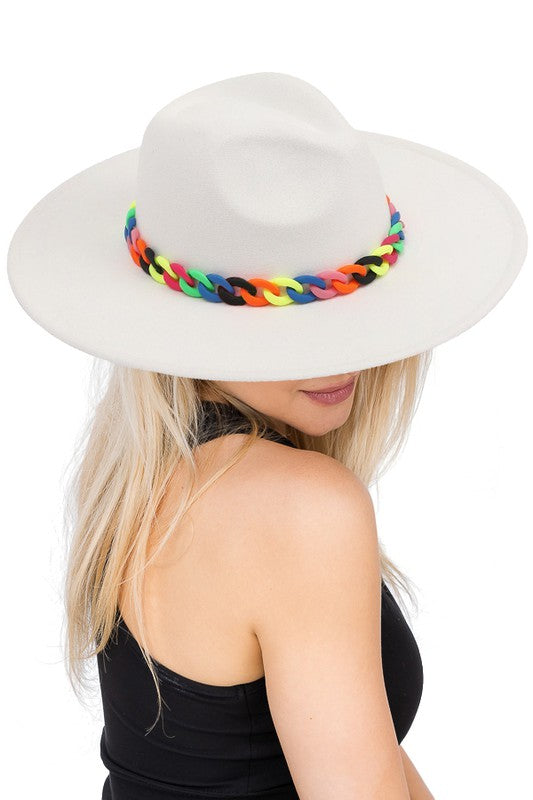 Neon Links Fedora White
