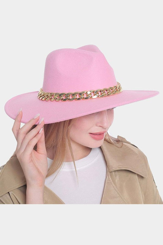 Pink Red Chain Fedora